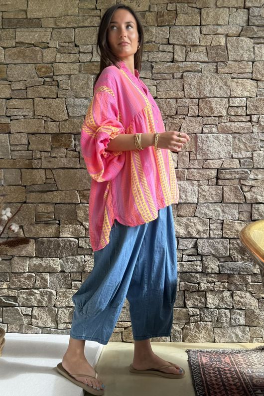 Peruvia Pillow Cotton Nero Smock Top Pink /17=